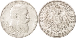 World Coins - German States, BADEN, Friedrich I, 2 Mark, 1902, Berlin, , Silver, K...