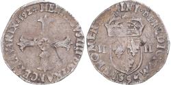 World Coins - Coin, France, Henri IV, 1/4 Ecu, 1592, Rennes, , Silver, Gadoury:597