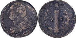 World Coins - France, Louis XVI, 2 sols François, 1792 / AN 4, Toulouse, Métal de cloche