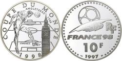 World Coins - France, 10 Francs, France 98, Angleterre, 1997, Monnaie de Paris, BE, Silver