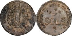 World Coins - France, 5 Sols, Siege of Mainz, 1793 / An 2, Mainz, Métal de cloche,
