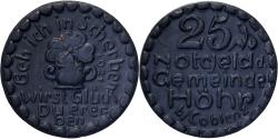 World Coins - Weimar Republic, Municipality of Höhr, 25 Pfennig, 1921, , Porcelain