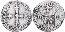 World Coins - France, Henri III, 1/4 Ecu croix de face, 158[?], Nantes, Silver,
