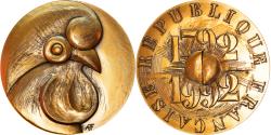 World Coins - France, Medal, Bicentenaire de la Révolution Française, Coq, History, 1992