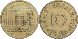 World Coins - Saarland, 10 Franken, 1954, Paris, Aluminum-Bronze, , KM:1