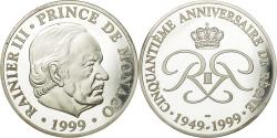World Coins - Monaco, Medal, 50ème Anniversaire de Rainier III, 1999, , Silver