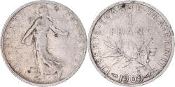 World Coins - Coin, France, Semeuse, Franc, 1909, Paris, , Silver, KM:844.1