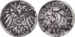 World Coins - Coin, GERMANY, WEIMAR REPUBLIC, 5 Pfennig, 1922
