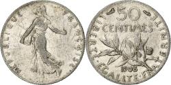 World Coins - France, Semeuse, 50 Centimes, 1908, Paris, , Silver, KM:854,Gadoury 420