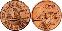 World Coins - Denmark, Margrethe II, 2 Centimes, Fantasy Trial Euro, 2002, Copper,