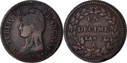 World Coins - Coin, France, Dupré, Decime, AN 7, Paris, , Bronze, KM:644.1