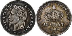 World Coins - France, Napoleon III, 20 Centimes, 1866, Paris, Silver, , Gadoury:308