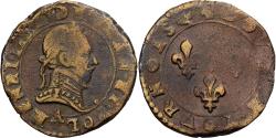 World Coins - France, Henri III, Double Tournois, 1574-1589, Paris, Copper,