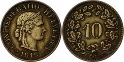 World Coins - Switzerland, 10 Rappen, 1918, Bern, Brass, , KM:27A