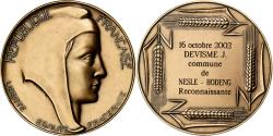World Coins - France, Medal, Marianne, Ville de Nesle-Hodeng, 2002, Bronze, Coeffin,