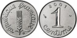 World Coins - France, Centime, Épi, 2001, Monnaie de Paris, BU, Stainless Steel,