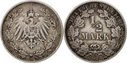 World Coins - Coin, GERMANY - EMPIRE, 1/2 Mark, 1914, Hambourg, , Silver, KM:17