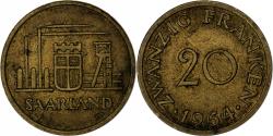 World Coins - SAARLAND, 20 Franken, 1954, Paris, Aluminum-Bronze, , KM:2