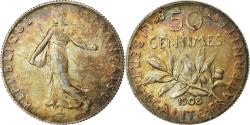 World Coins - Coin, France, Semeuse, 50 Centimes, 1908, Paris, , Silver, KM:854