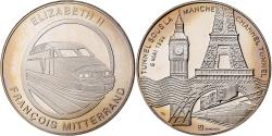 World Coins - France, Medal, Tunnel sous la Manche - Elizabeth II, Mitterrand, 1994