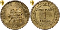 World Coins - France, 1 Franc, Chambre de commerce, 1923, Paris, Cupro-Aluminium, PCGS,