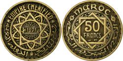 World Coins - Morocco, 50 Francs, 1371, Paris, Aluminum-Bronze,