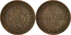 World Coins - Coin, German States, SAXONY-ALBERTINE, Johann, 5 Pfennig, 1869,