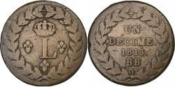 World Coins - France, Louis XVIII, Décime., 1815., Strasbourg, Bronze,