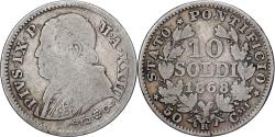 World Coins - Vatican, PAPAL STATES, Pius IX, 10 Soldi, 50 Centesimi, 1868, Rome, Silver