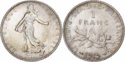 World Coins - France, Semeuse, Franc, 1912, Paris, , Silver, KM:844.1, Gadoury:467