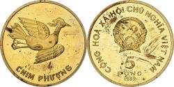 World Coins - Vietnam, 5 Dông, Phoenix, 1989, Saint Petersburg, Proof, Brass,