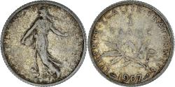 World Coins - Coin, France, Semeuse, Franc, 1907, Paris, , Silver, KM:844.1