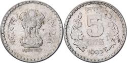 World Coins - India, 5 Rupees, 1992, Calcutta, Copper-nickel, , KM:154.1