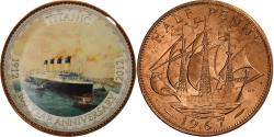 World Coins - Great Britain, Elizabeth II, 1/2 Penny, Titanic, 100 Years Anniversary, 1967