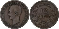 World Coins - Greece, George I, 10 Lepta, 1869, Strassburg, Copper, , KM:43