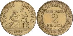 World Coins - France, 2 Francs, Chambre de commerce, 1924, Paris, Cupro-Aluminium,
