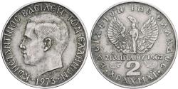 World Coins - Greece, Constantine II, 2 Drachmai, 1973, Athens, Copper-nickel,