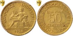 World Coins - Coin, France, Chambre de commerce, 50 Centimes, 1926, Paris, PCGS, MS64,