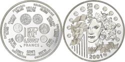 World Coins - France, 6,55957 Francs, Europa, 2001, MDP, Silver, Proof,