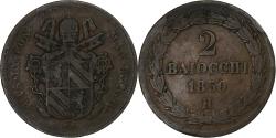 World Coins - Papal States, Pius IX, 2 Baiocchi, 1850, Rome, Copper,