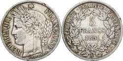 World Coins - France, 5 Francs, Cérès, 1851, Paris, main-chien, Silver,