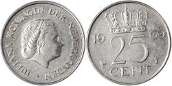 World Coins - Coin, Netherlands, Juliana, 25 Cents, 1969, , Nickel, KM:183