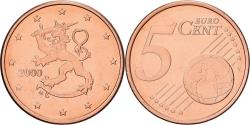 World Coins - Finland, 5 Centimes, 2000, Vantaa, Copper Plated Steel, , KM:100