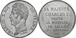 World Coins - France, Charles X, 5 Francs, Visite de la Monnaie de Lille, 1827, Lille, Tin