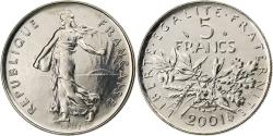 World Coins - France, 5 Francs, Semeuse, 2001, Paris, Nickel Clad Copper-Nickel,