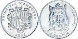 World Coins - Coin, Andorra, Centim, 2002, Charlemagne, , Aluminum, KM:176