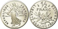 World Coins - Coin, France, Semeuse, 1/2 Franc, 1993, Proof, , Nickel, KM:931.2
