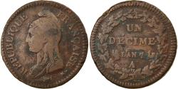 World Coins - Coin, France, Dupré, Decime, AN 7, Paris, VF(20-25), Bronze, KM:644.1