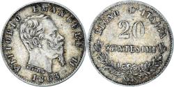 World Coins - Coin, Italy, Vittorio Emanuele II, 20 Centesimi, 1863, Milan, , Silver
