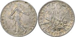 World Coins - France, 50 Centimes, Semeuse, 1909, Paris, Silver, , Gadoury:420